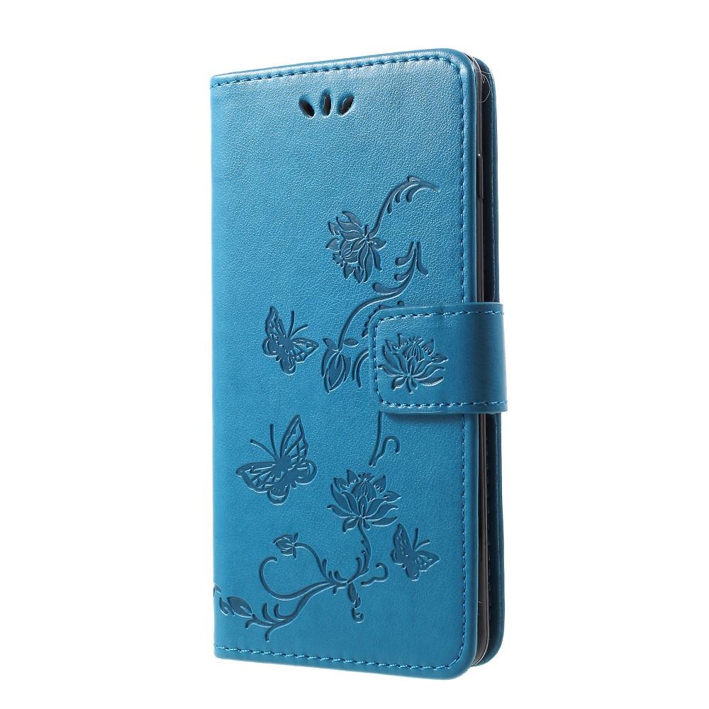 Funda de cuero con mariposas para Samsung Galaxy S10, azul