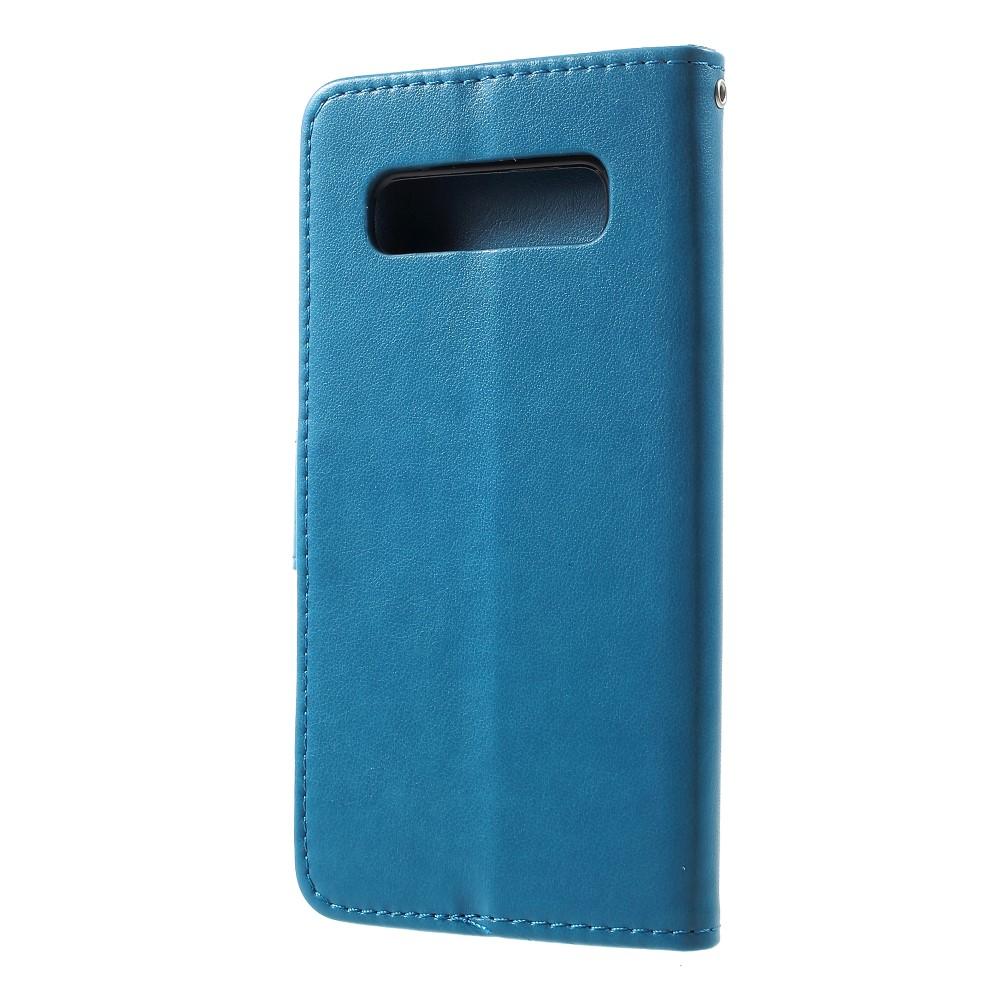 Funda de Cuero con Mariposas Samsung Galaxy S10, Azul