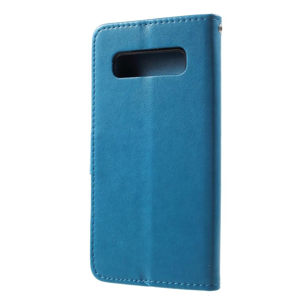 Funda de cuero con mariposas para Samsung Galaxy S10, azul