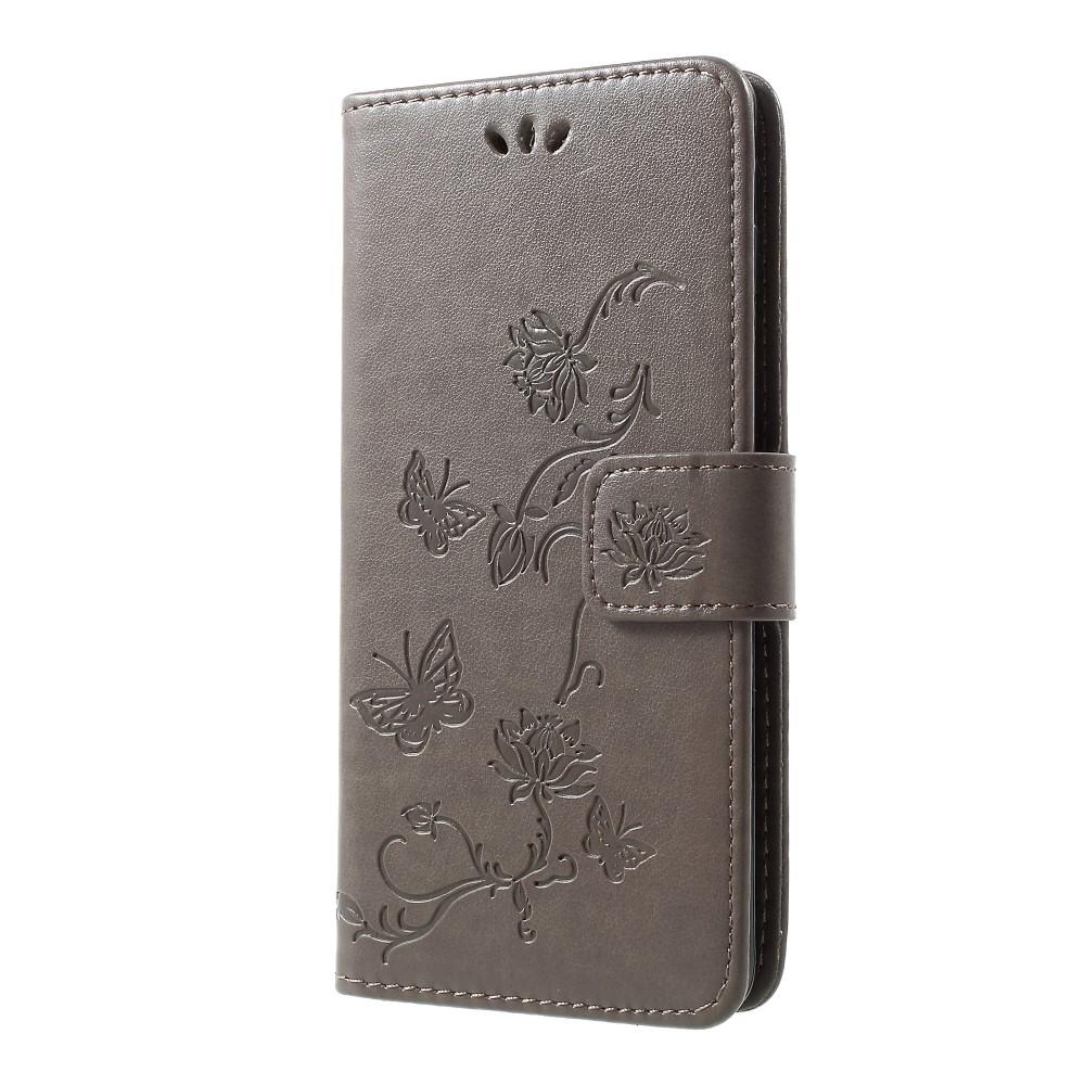 Funda de Cuero con Mariposas Samsung Galaxy S10, Gris