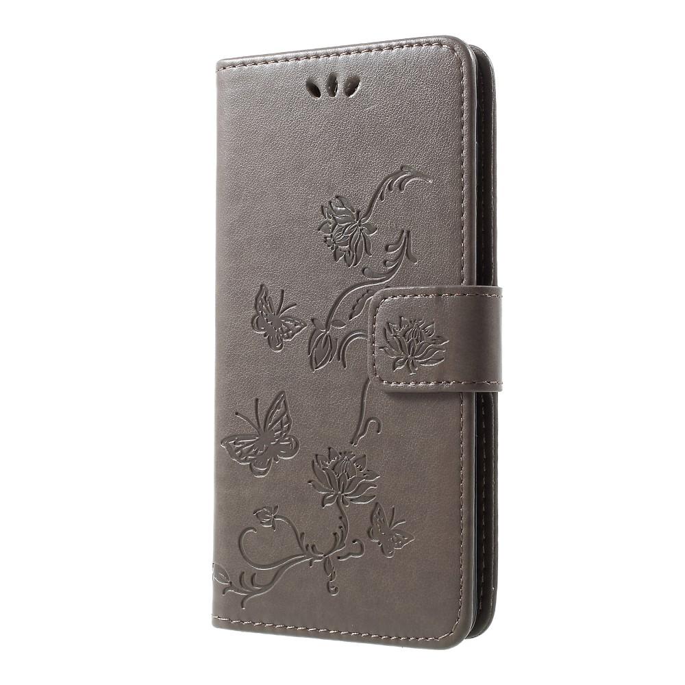 Funda de cuero con mariposas para Samsung Galaxy S10, gris