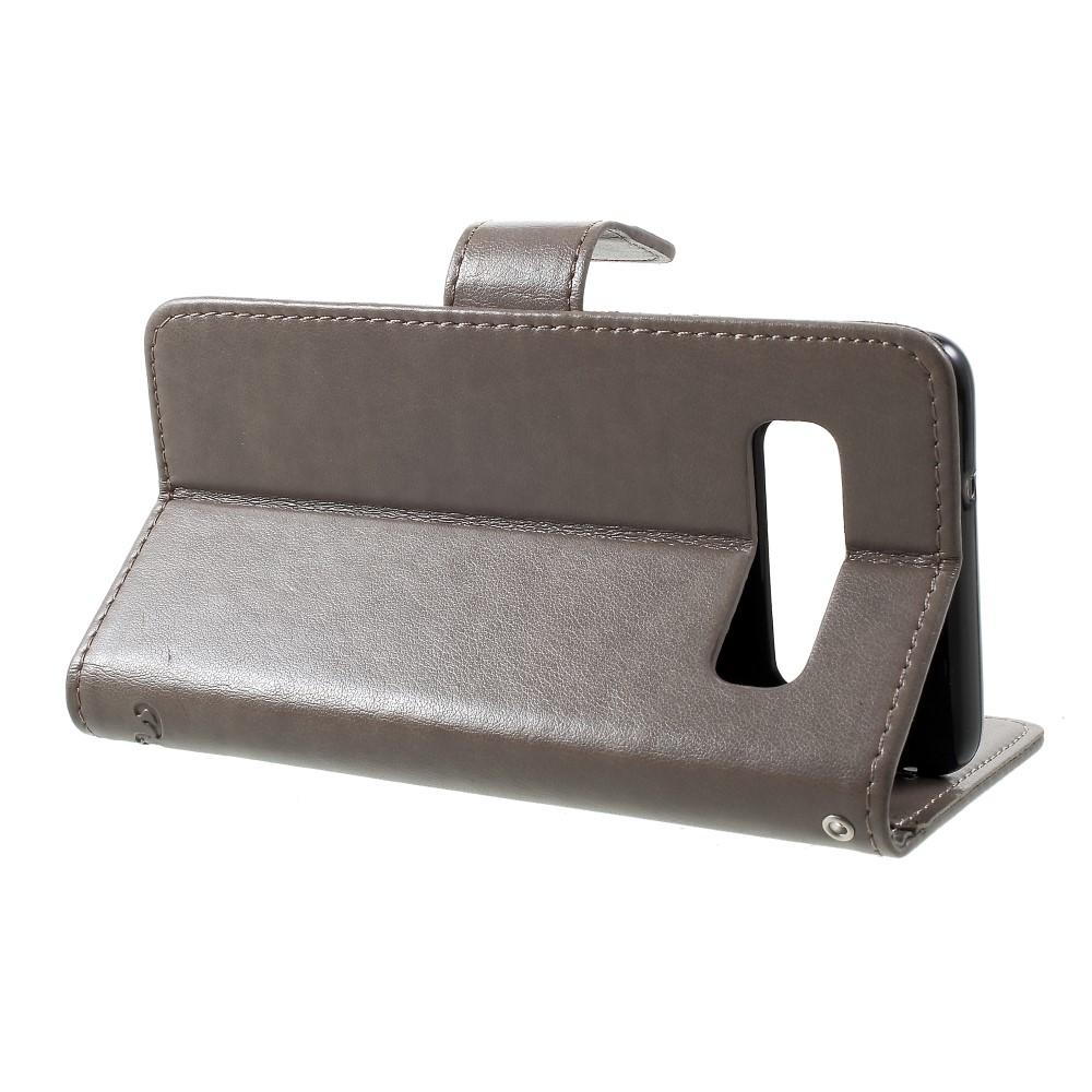 Funda de Cuero con Mariposas Samsung Galaxy S10, Gris