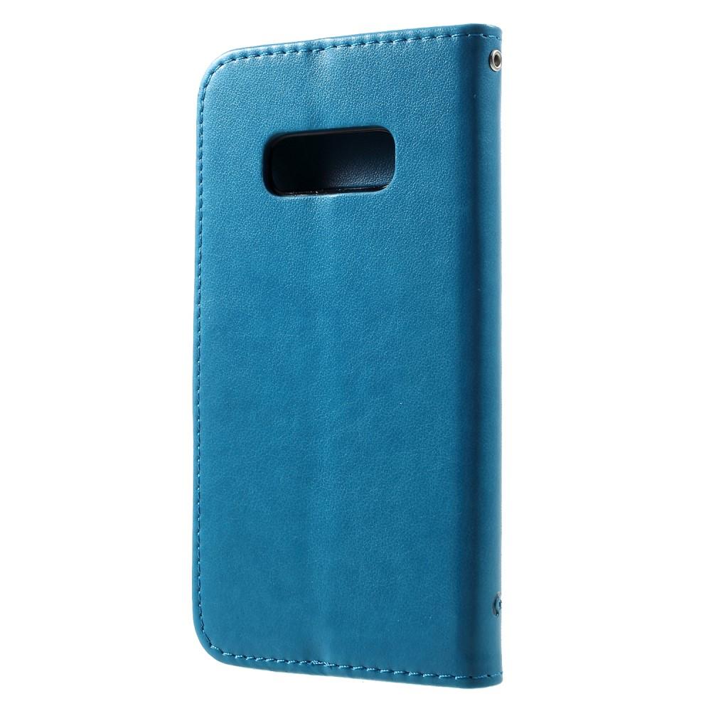 Funda de cuero con mariposas para Samsung Galaxy S10e, azul