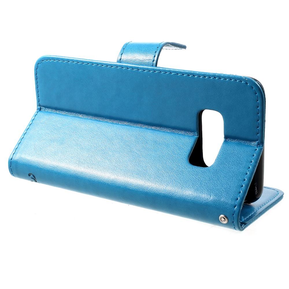 Funda de Cuero con Mariposas Samsung Galaxy S10e, Azul