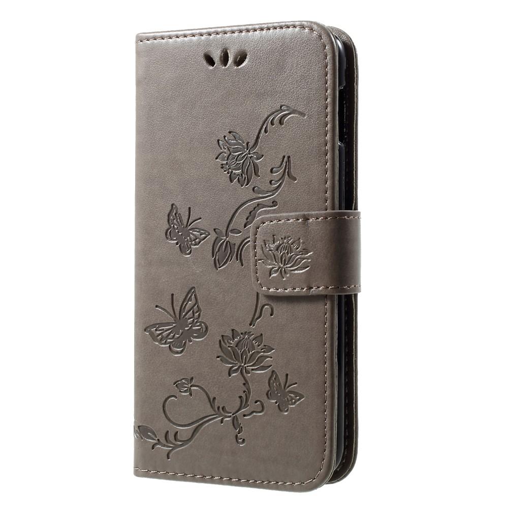 Funda de cuero con mariposas para Samsung Galaxy S10e, gris