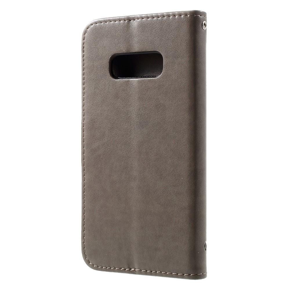 Funda de cuero con mariposas para Samsung Galaxy S10e, gris