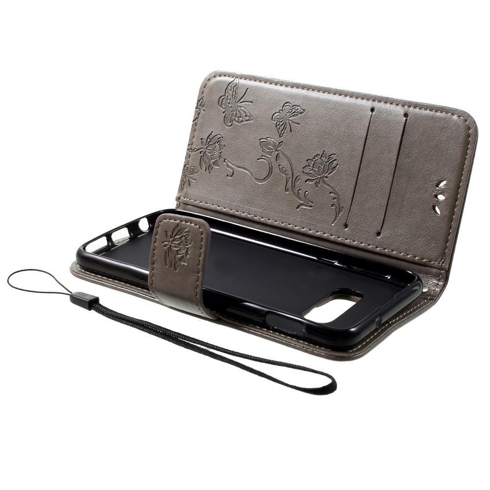 Funda de Cuero con Mariposas Samsung Galaxy S10e, Gris