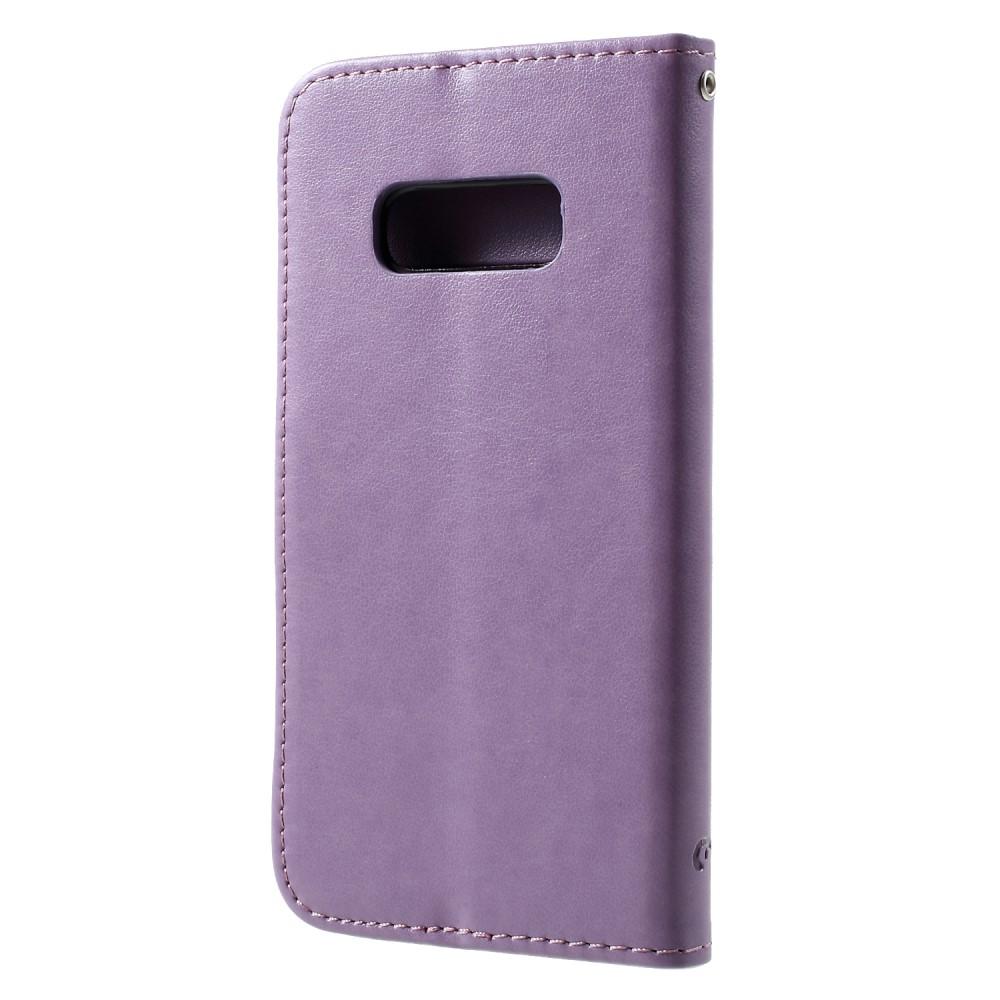 Funda de Cuero con Mariposas Samsung Galaxy S10e, Púrpura