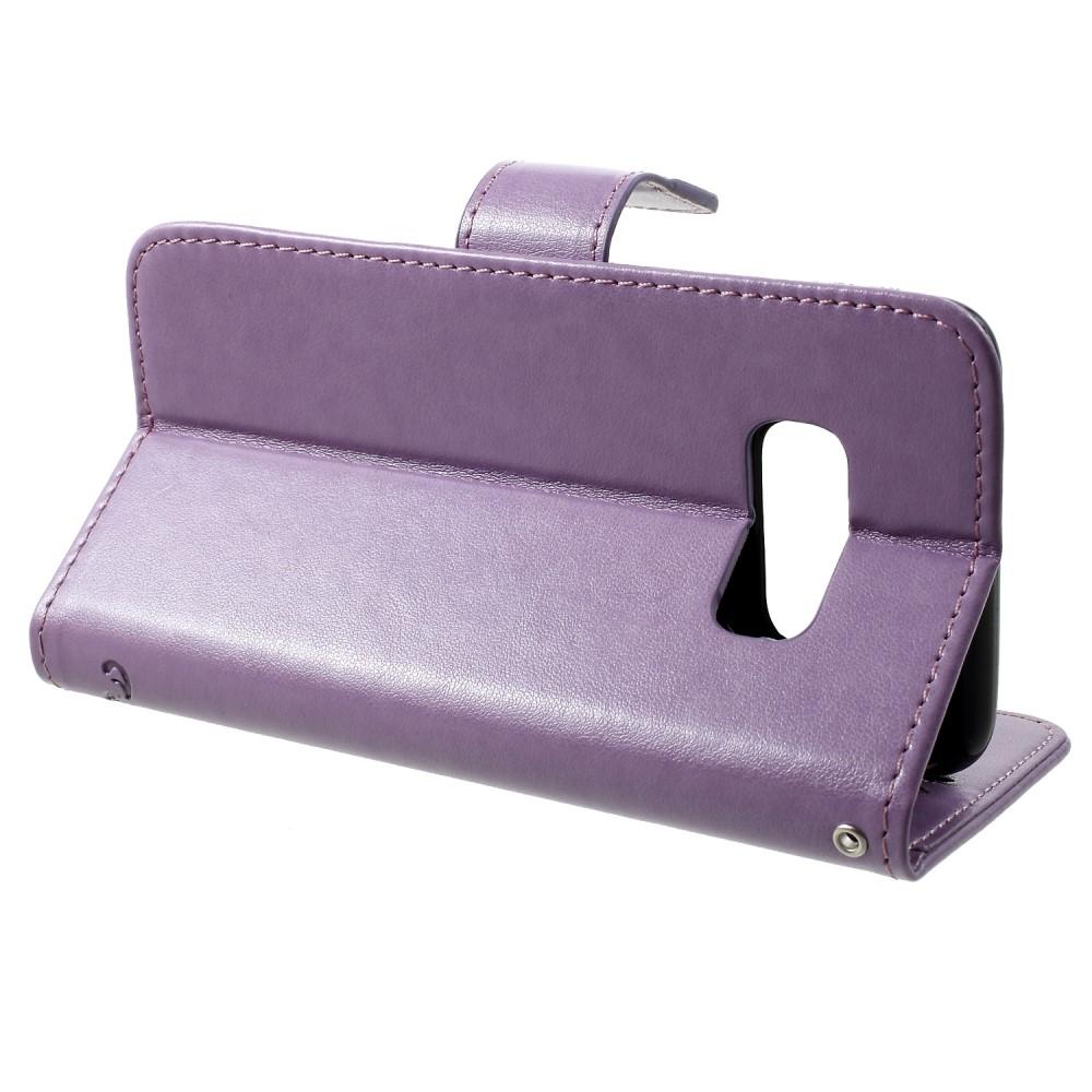 Funda de Cuero con Mariposas Samsung Galaxy S10e, Púrpura