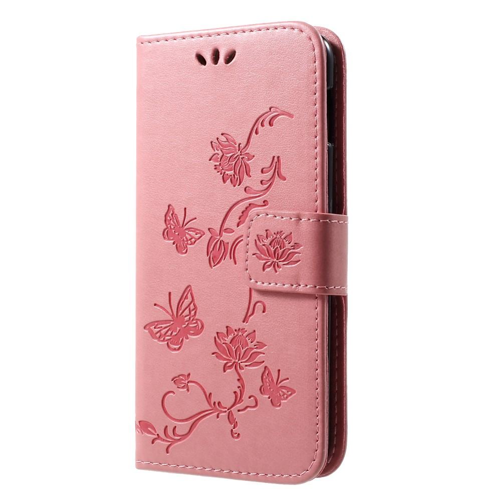 Funda de Cuero con Mariposas Samsung Galaxy S10e, Rosa