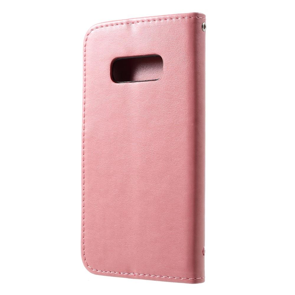 Funda de Cuero con Mariposas Samsung Galaxy S10e, Rosa