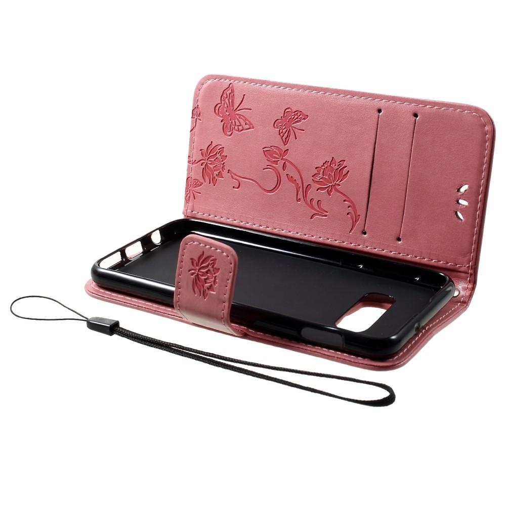 Funda de Cuero con Mariposas Samsung Galaxy S10e, Rosa