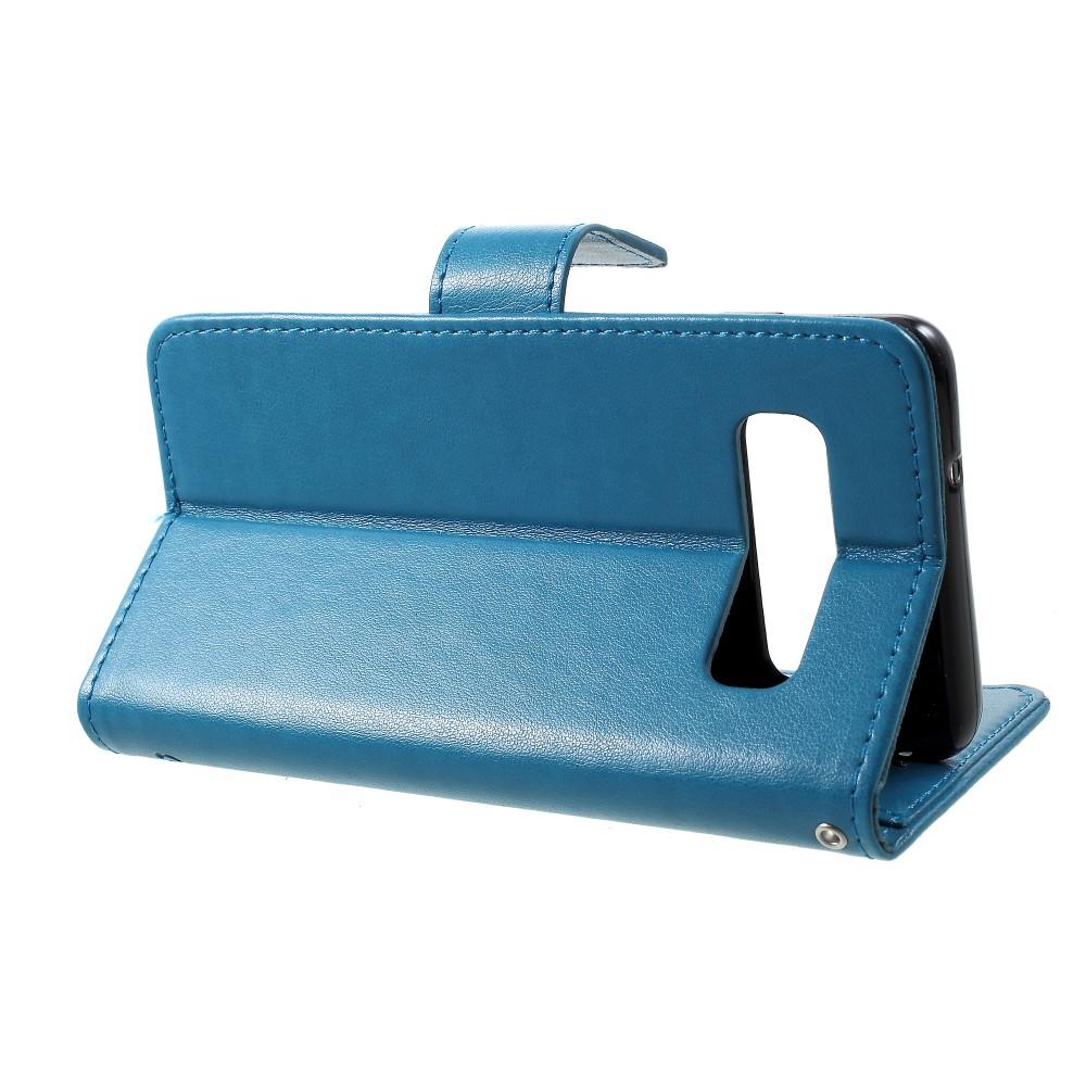Funda de Cuero con Mariposas Samsung Galaxy S10 Plus, Azul