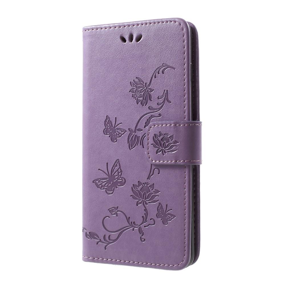 Funda de Cuero con Mariposas Samsung Galaxy S10 Plus, Púrpura