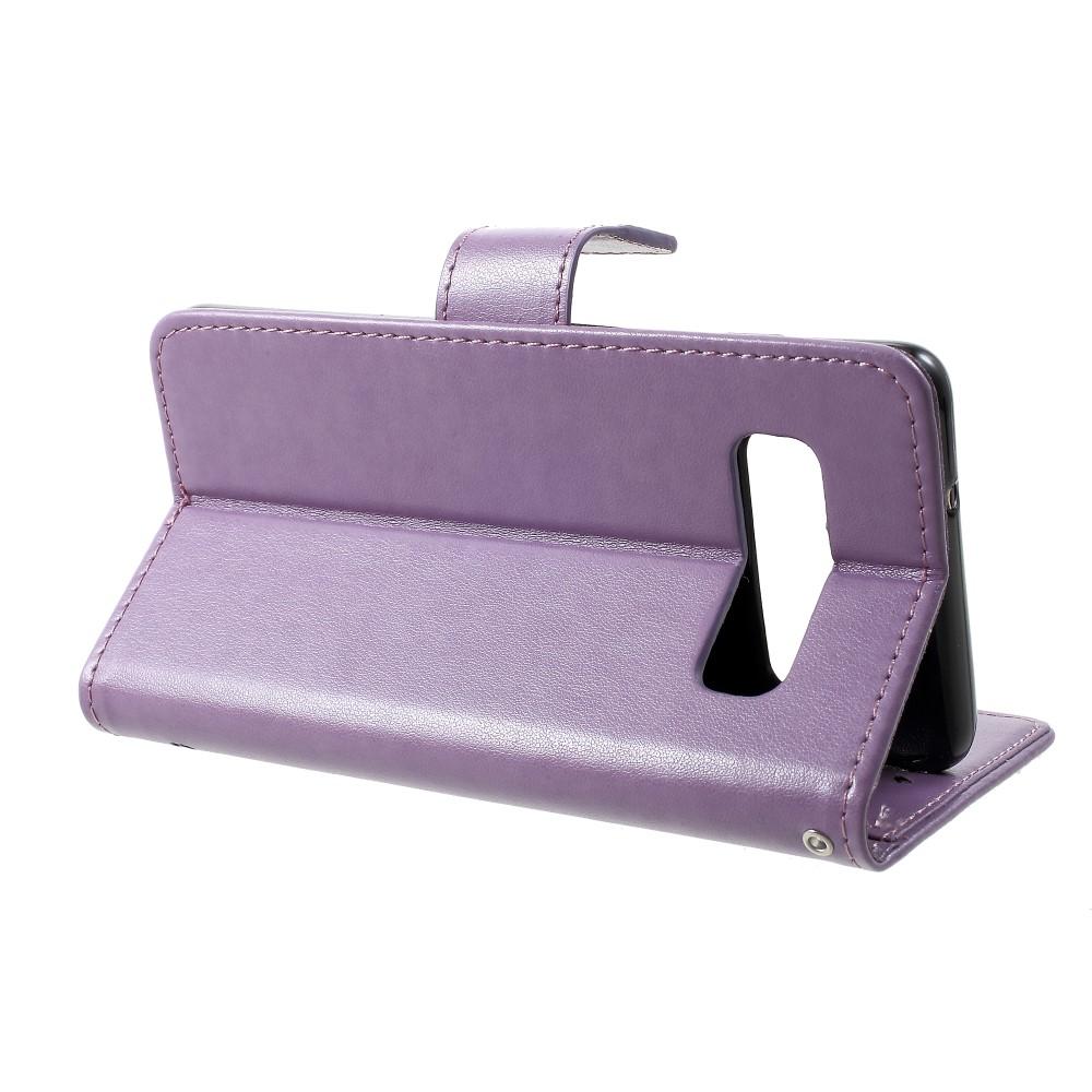 Funda de Cuero con Mariposas Samsung Galaxy S10 Plus, Púrpura