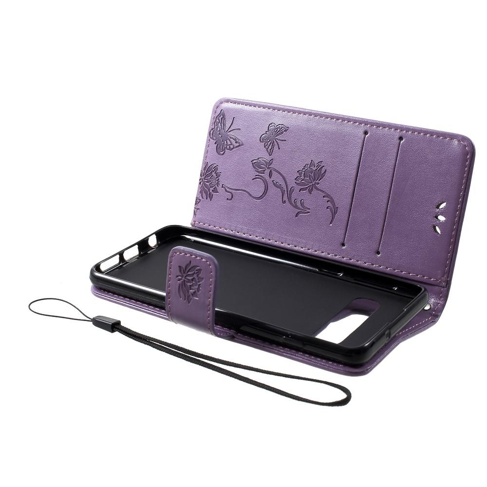 Funda de Cuero con Mariposas Samsung Galaxy S10 Plus, Púrpura