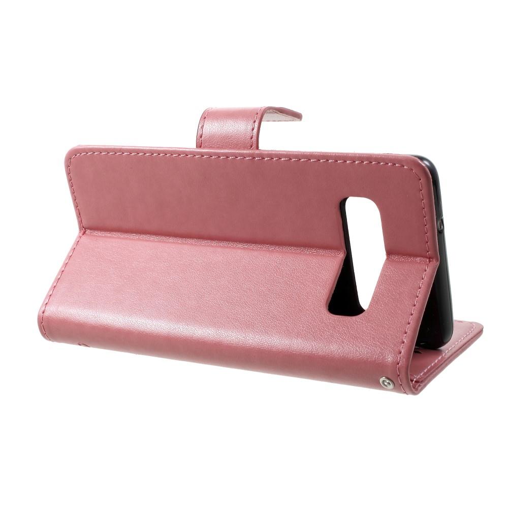 Funda de Cuero con Mariposas Samsung Galaxy S10 Plus, Rosa