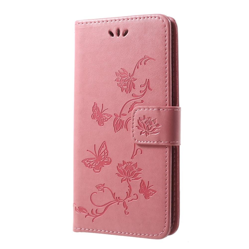 Funda de Cuero con Mariposas Samsung Galaxy S10, Rosa