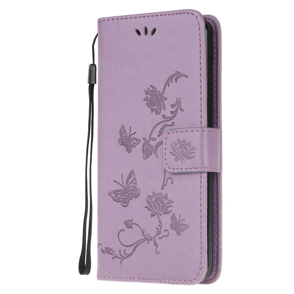 Funda de Cuero con Mariposas Samsung Galaxy S20, Púrpura