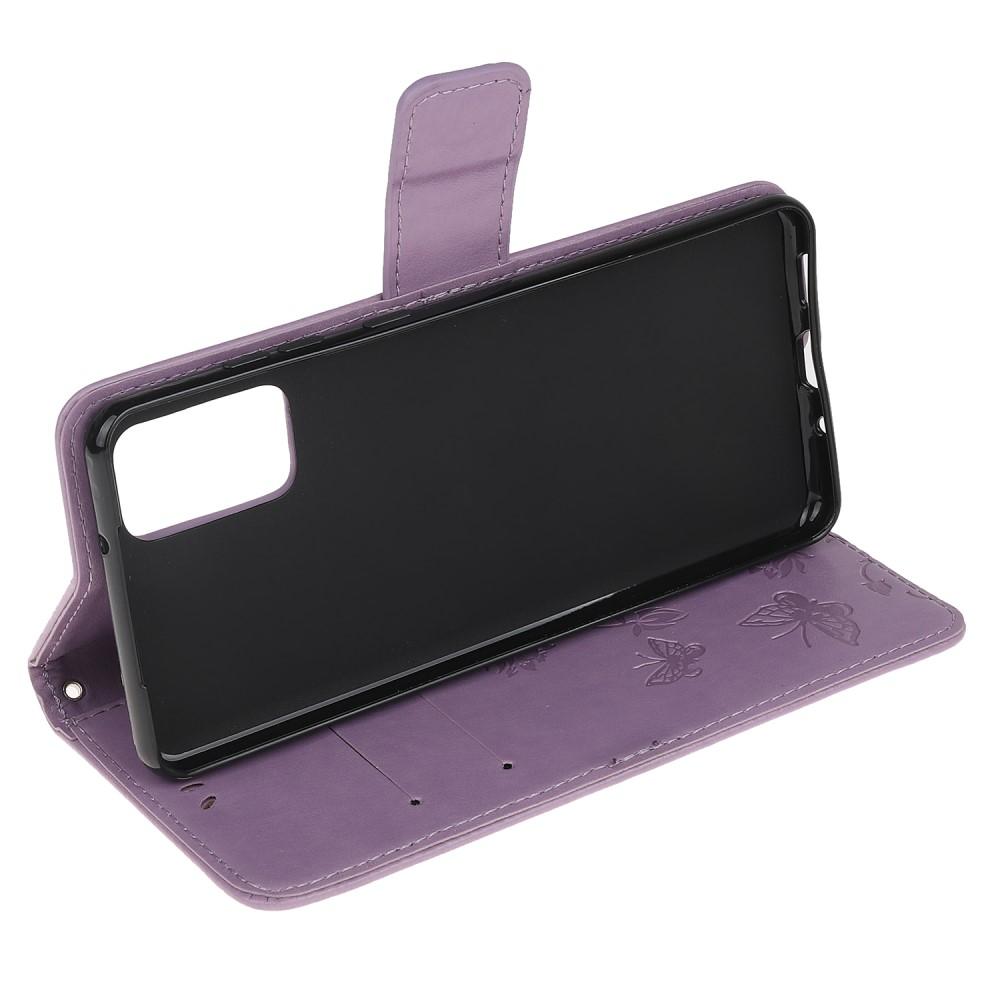 Funda de Cuero con Mariposas Samsung Galaxy S20, Púrpura