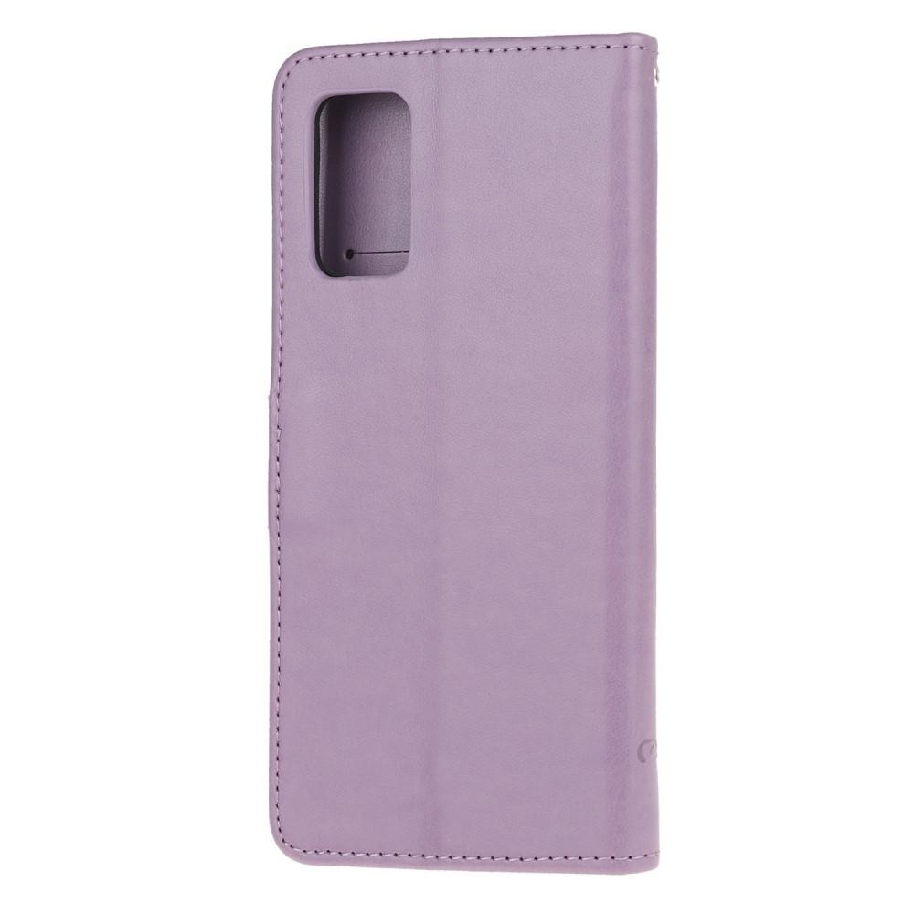 Funda de Cuero con Mariposas Samsung Galaxy S20, Púrpura