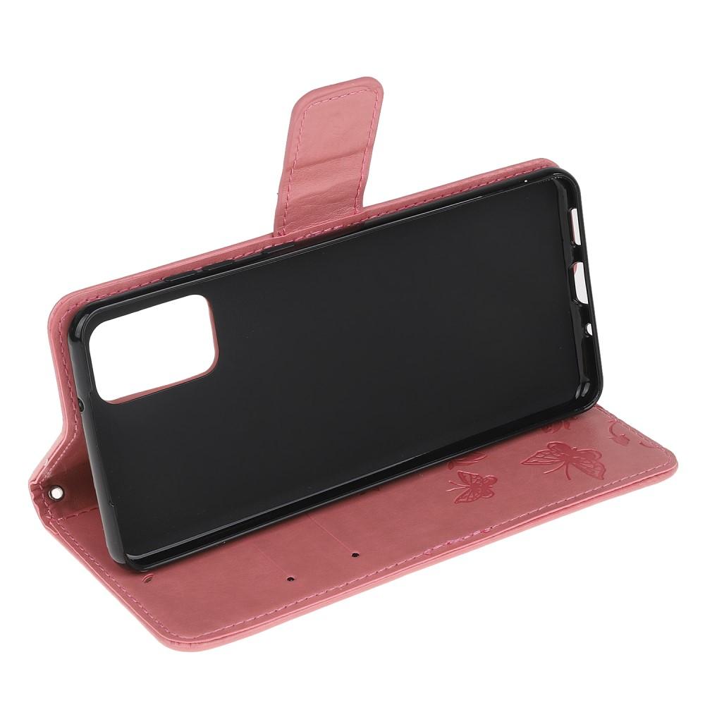 Funda de Cuero con Mariposas Samsung Galaxy S20, Rosa