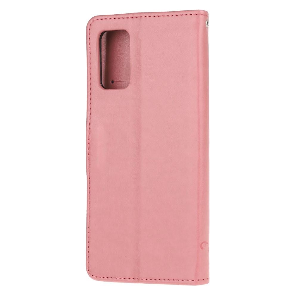 Funda de cuero con mariposas para Samsung Galaxy S20, rosado