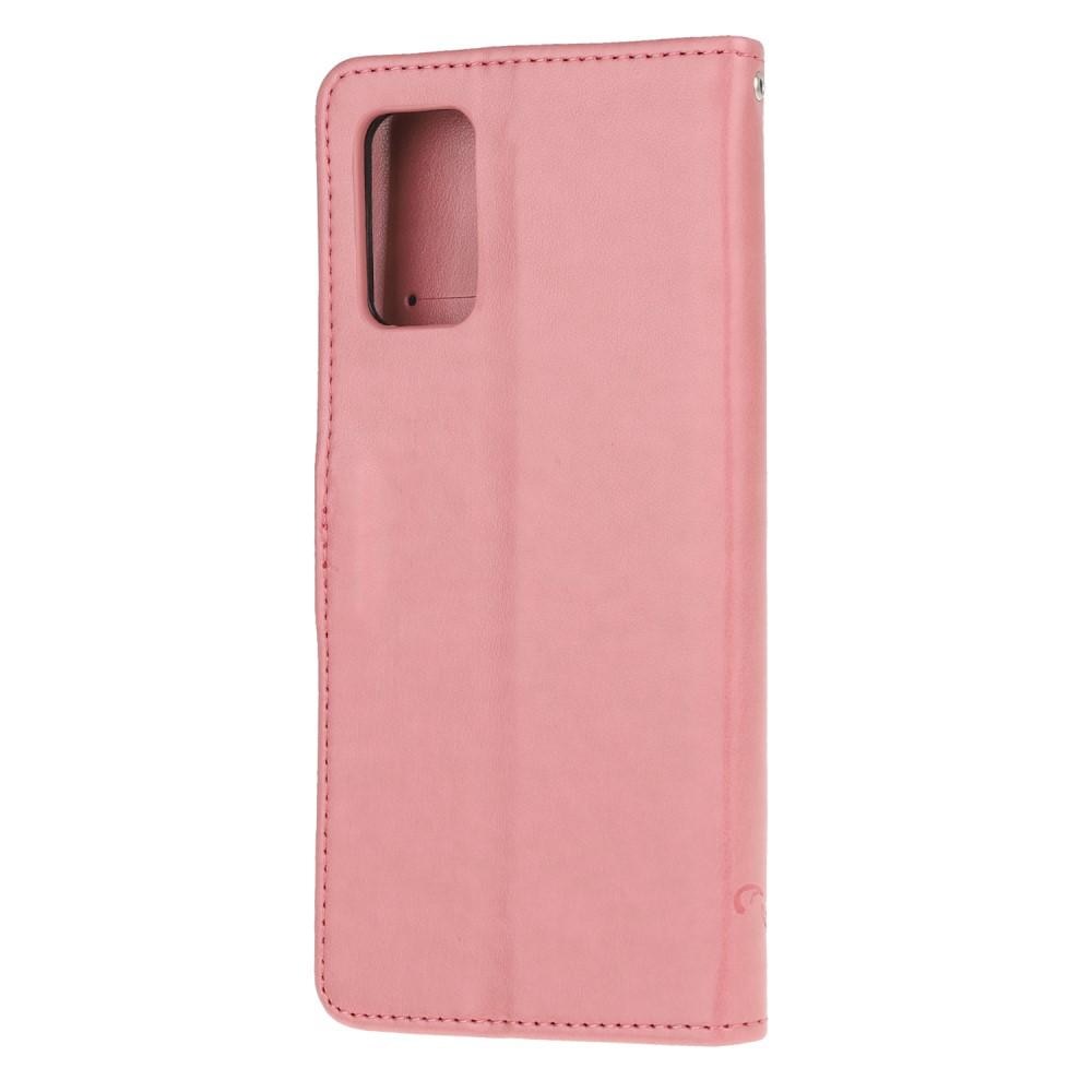 Funda de Cuero con Mariposas Samsung Galaxy S20, Rosa
