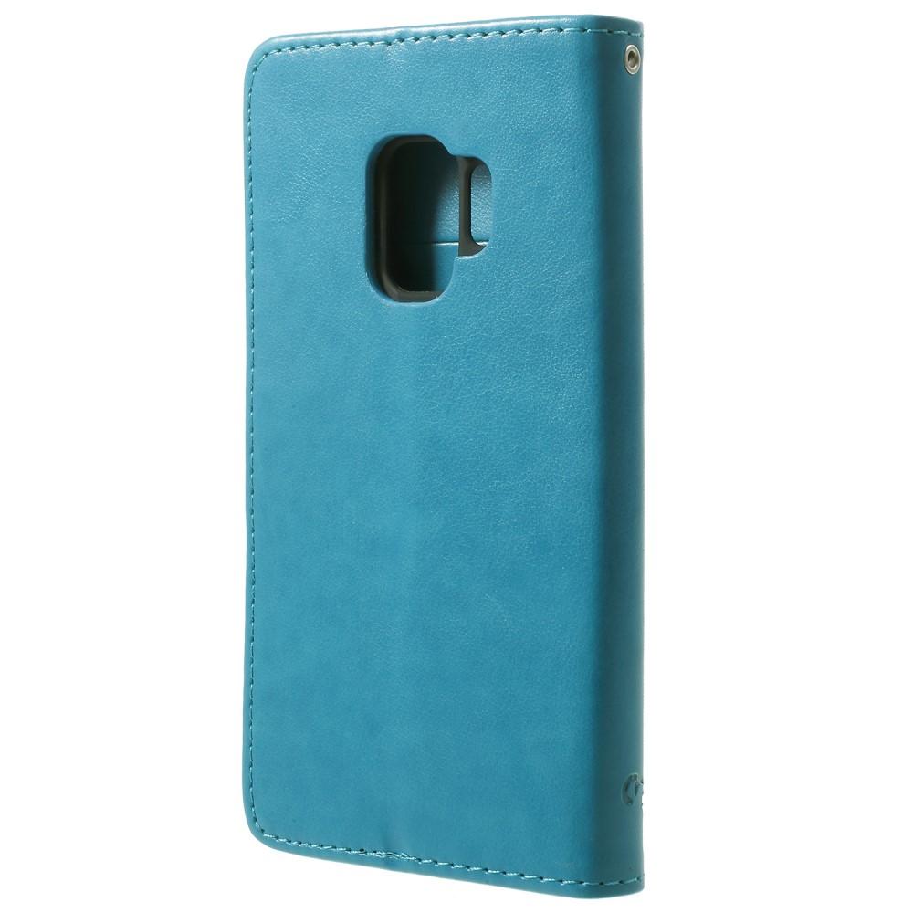 Funda de cuero con mariposas para Samsung Galaxy S9, azul