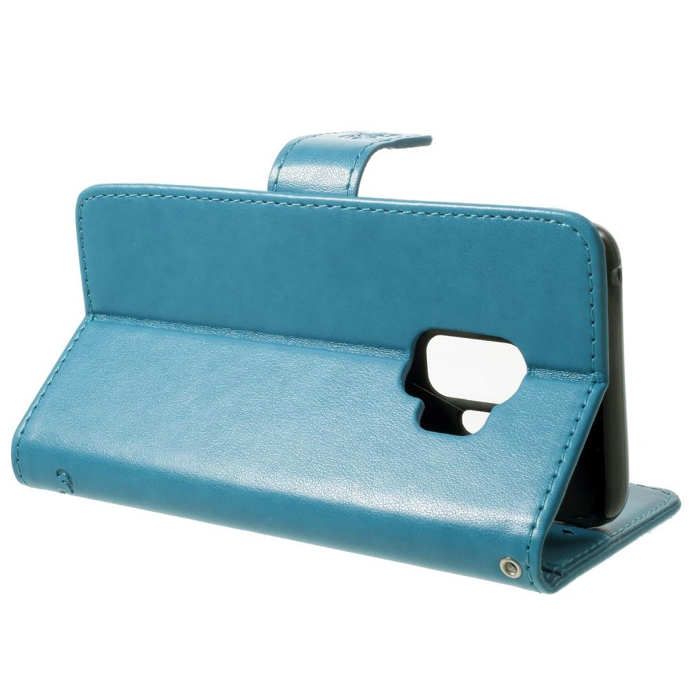 Funda de Cuero con Mariposas Samsung Galaxy S9, Azul