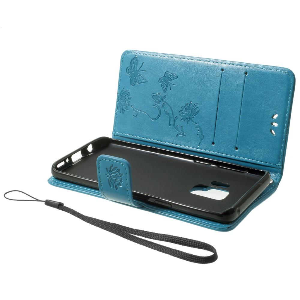 Funda de Cuero con Mariposas Samsung Galaxy S9, Azul