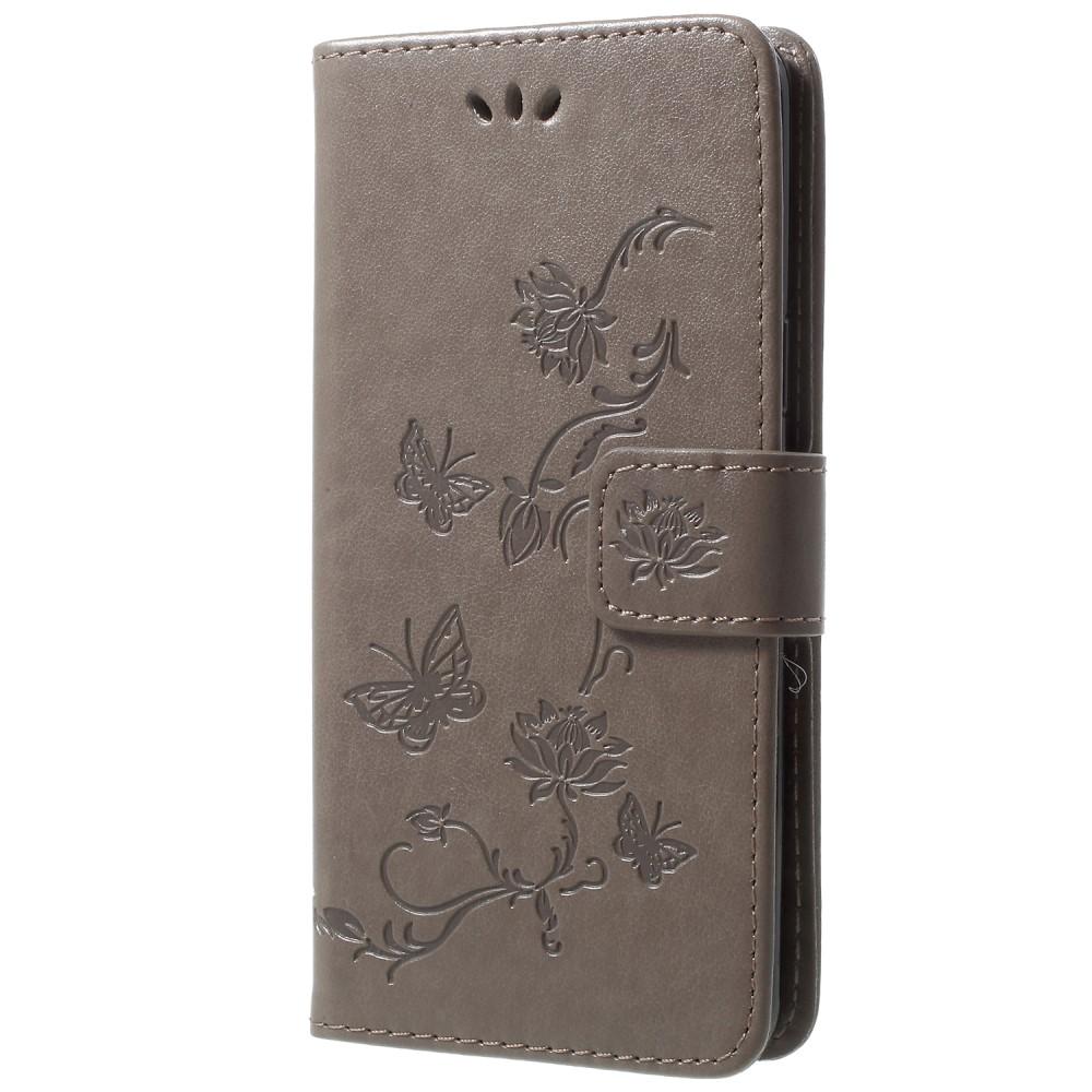 Funda de cuero con mariposas para Samsung Galaxy S9, gris