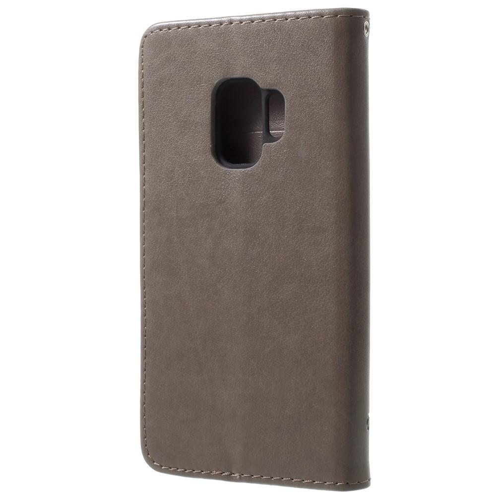 Funda de Cuero con Mariposas Samsung Galaxy S9, Gris