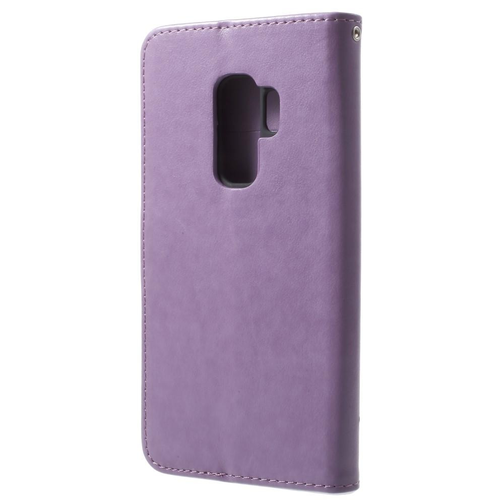 Funda de Cuero con Mariposas Samsung Galaxy S9 Plus, Púrpura