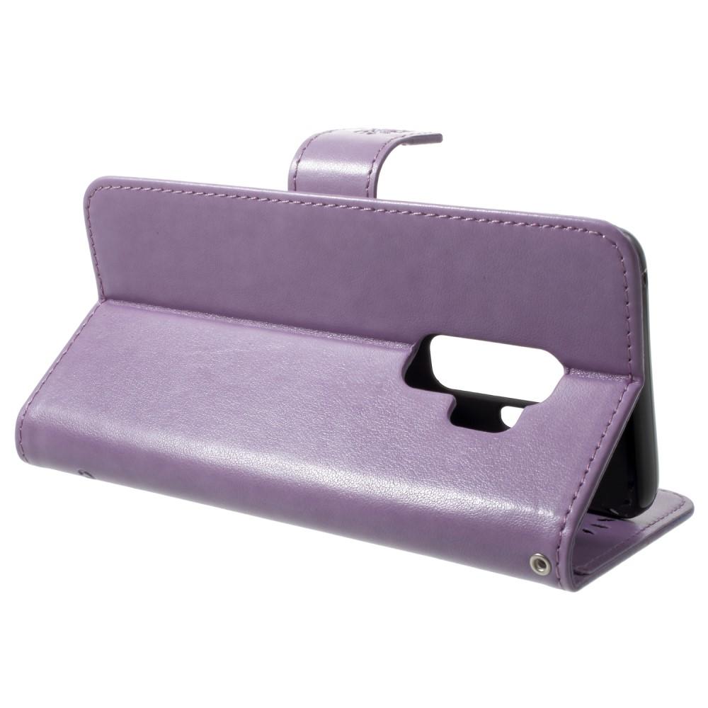 Funda de Cuero con Mariposas Samsung Galaxy S9 Plus, Púrpura