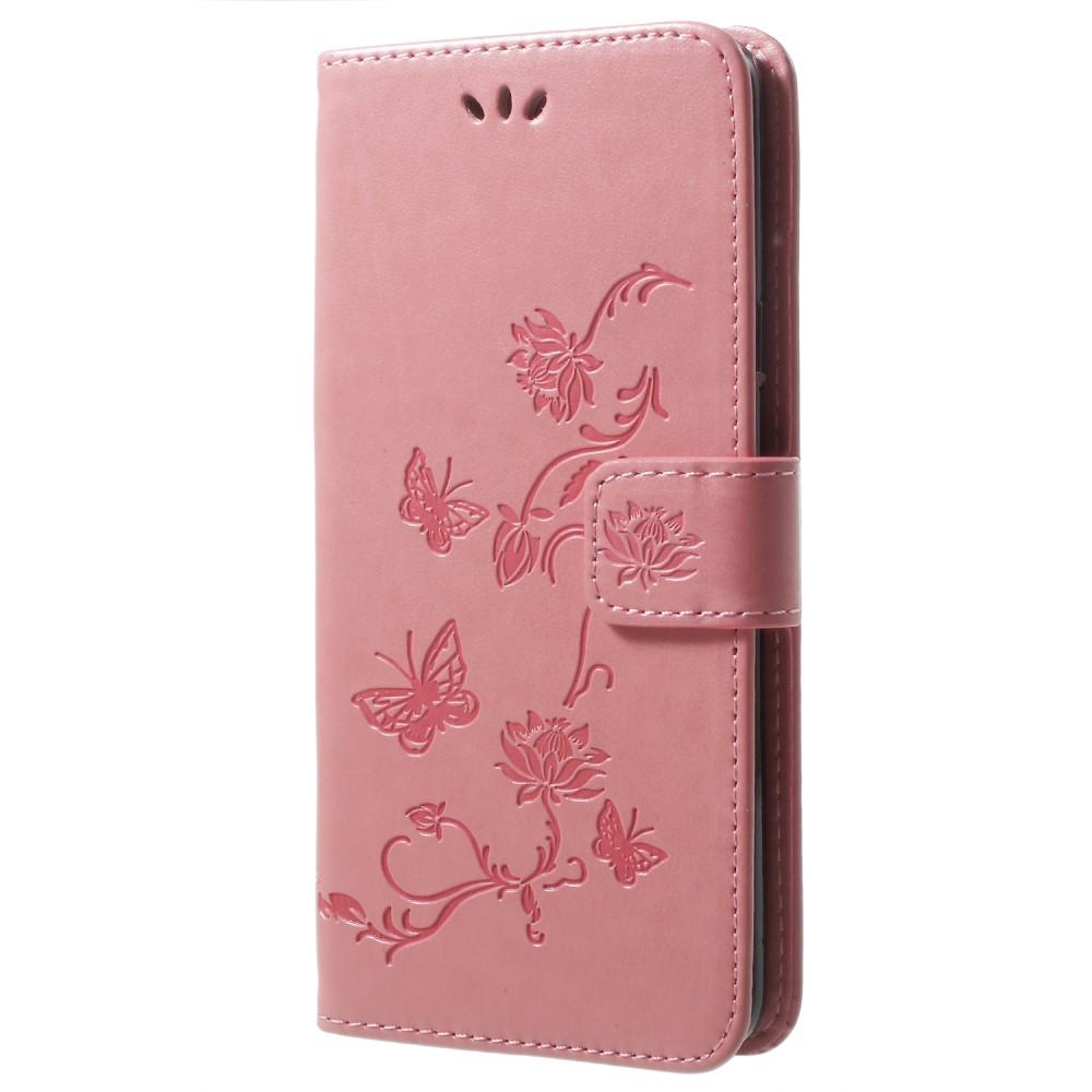 Funda de cuero con mariposas para Samsung Galaxy S9 Plus, rosado