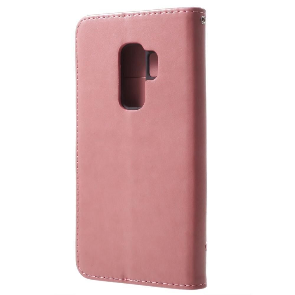 Funda de Cuero con Mariposas Samsung Galaxy S9 Plus, Rosa