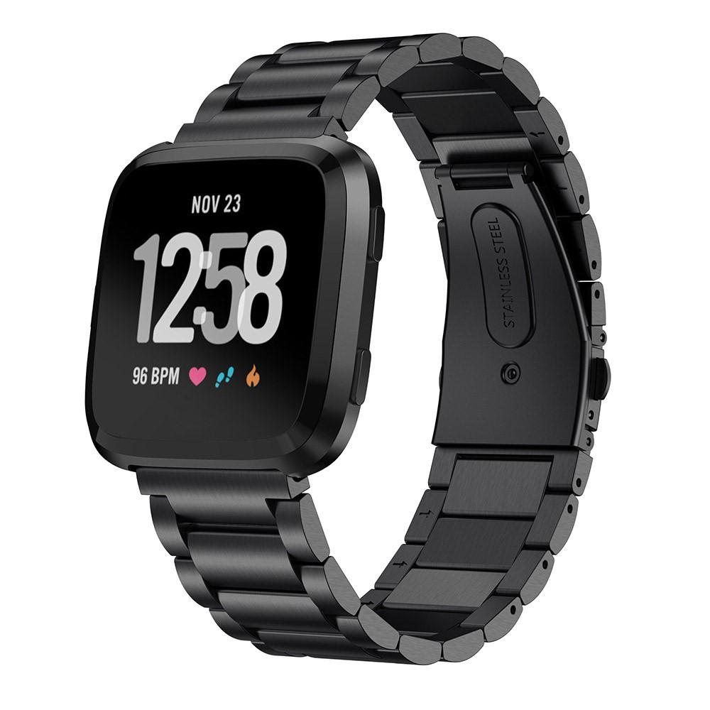 Correa de acero Fitbit Versa/Versa Lite/Versa 2 Negro