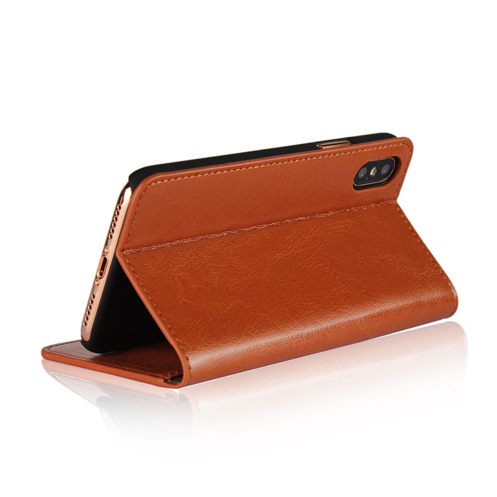Funda cartera de cuero genuino iPhone X/XS Marrón