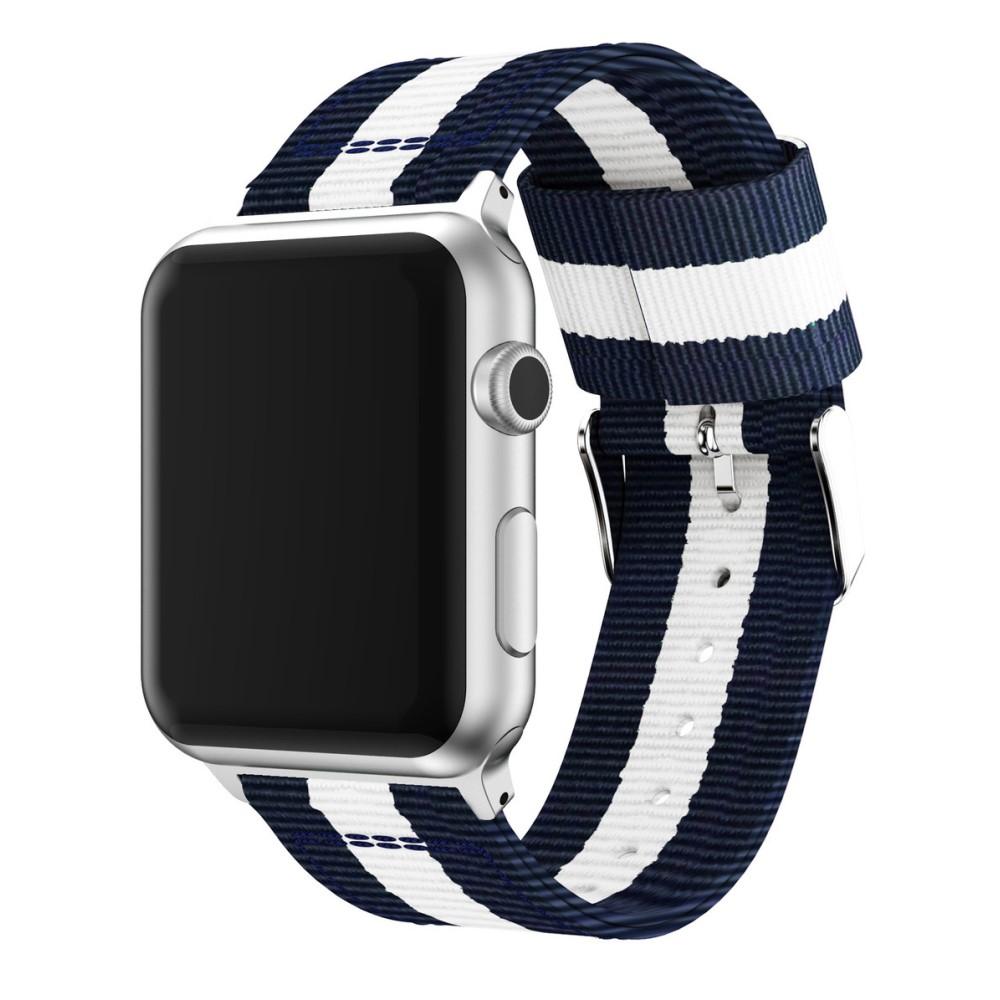 Correa de nailon Apple Watch 44mm azul/blanco