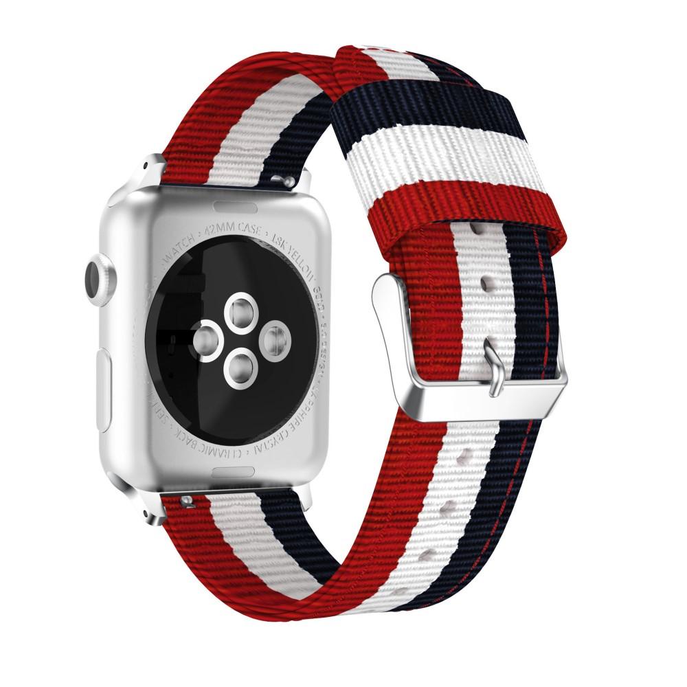 Correa de nailon Apple Watch SE 40mm azul/blanco/rojo