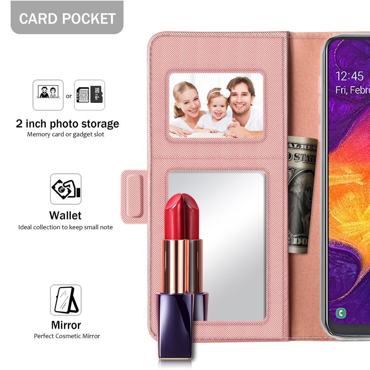 Funda con solapa Espejo Samsung Galaxy A50 Pink Gold