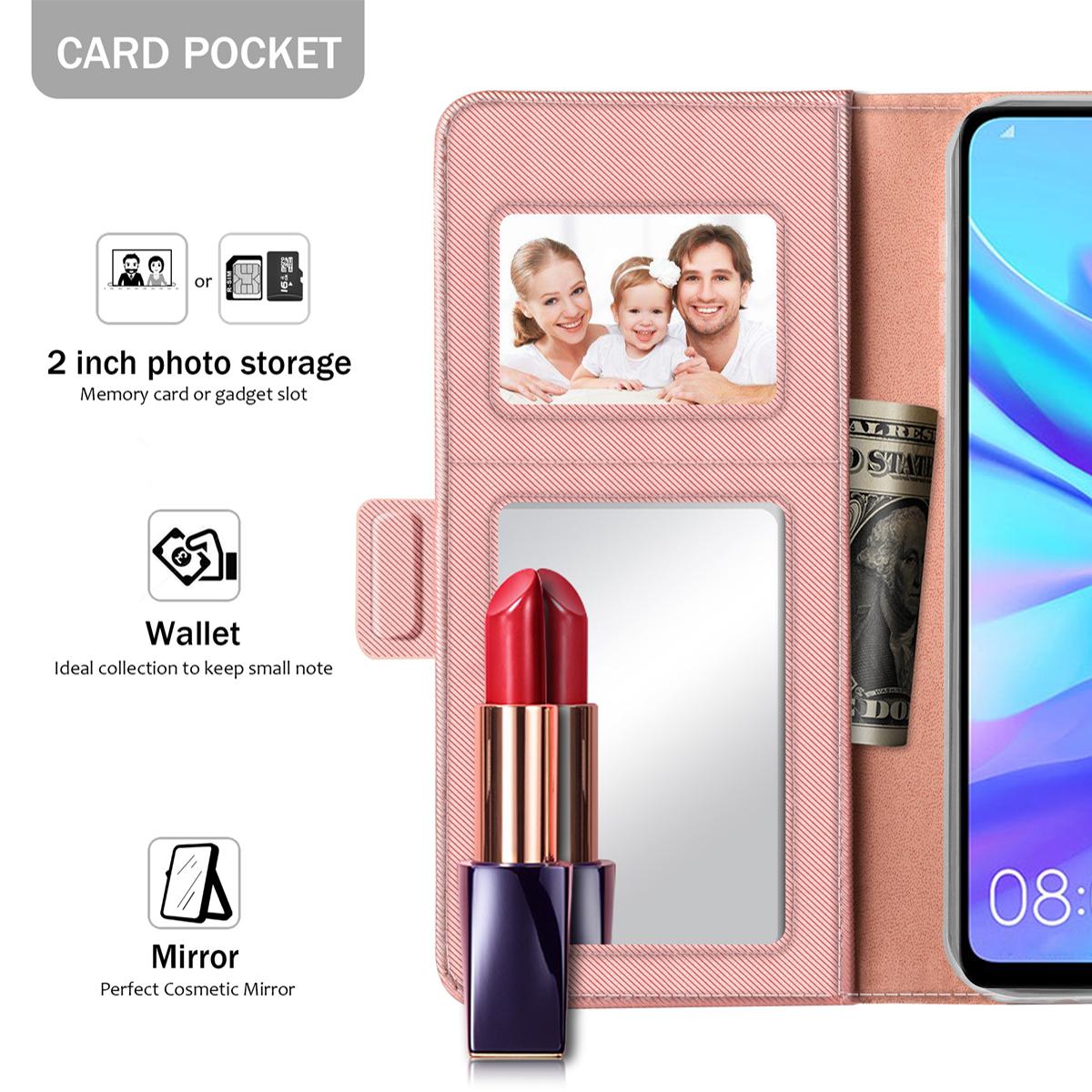 Funda con solapa Espejo Huawei P30 Lite Pink Gold