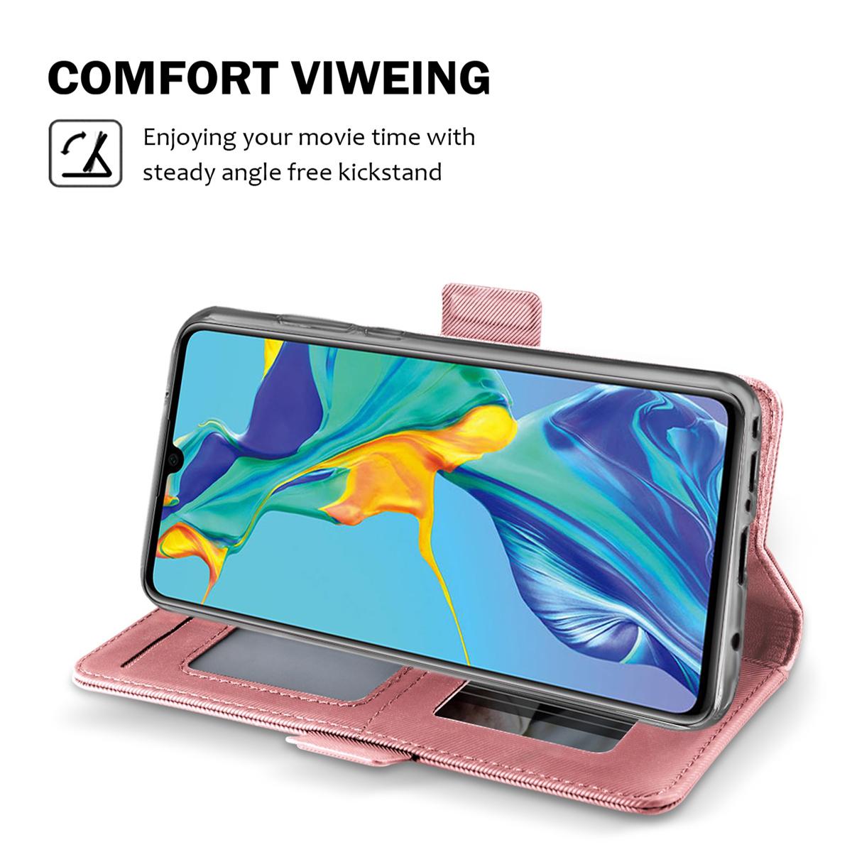 Funda con solapa Espejo Huawei P30 Pro Pink Gold