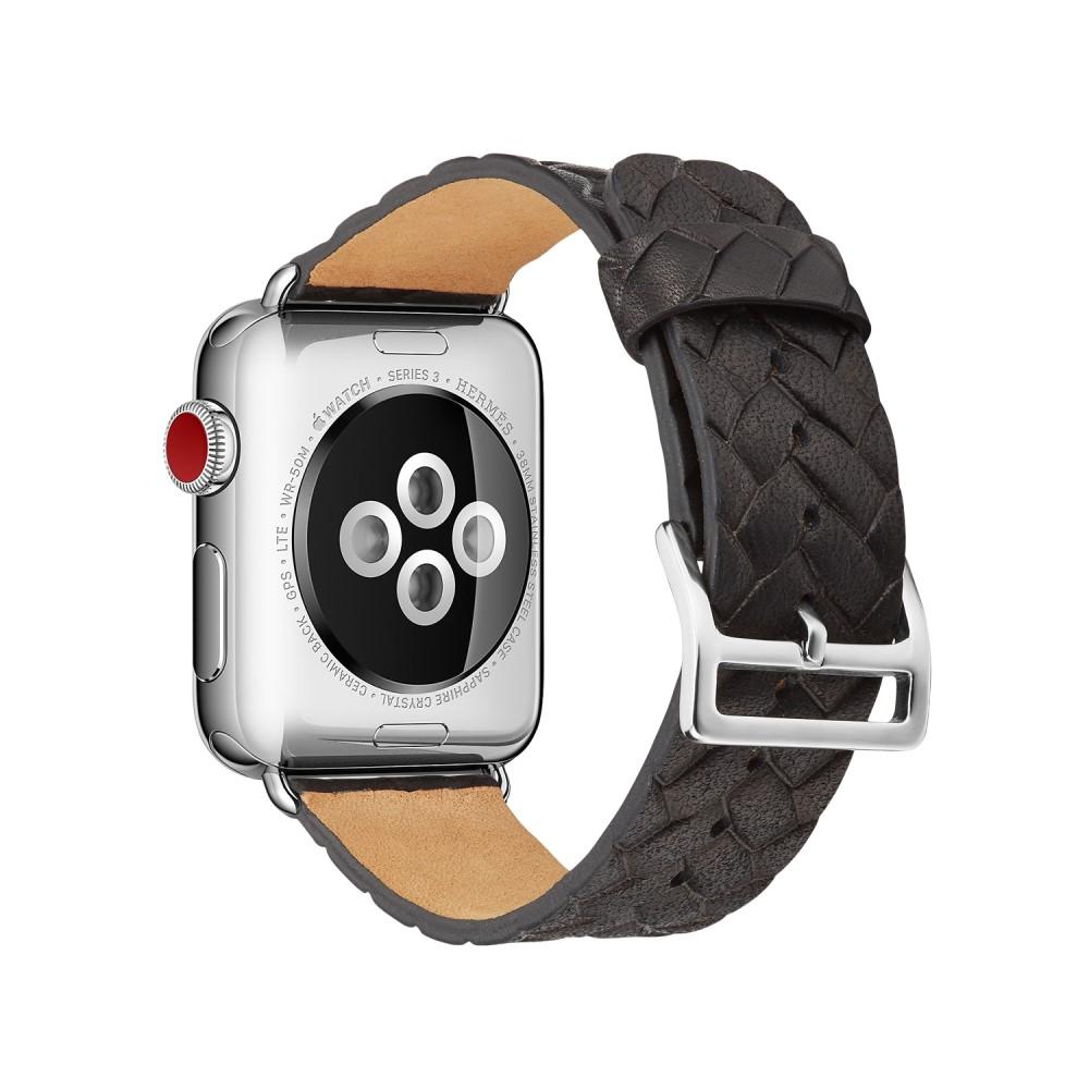 Woven Leather Band Apple Watch 41mm Series 7 negro