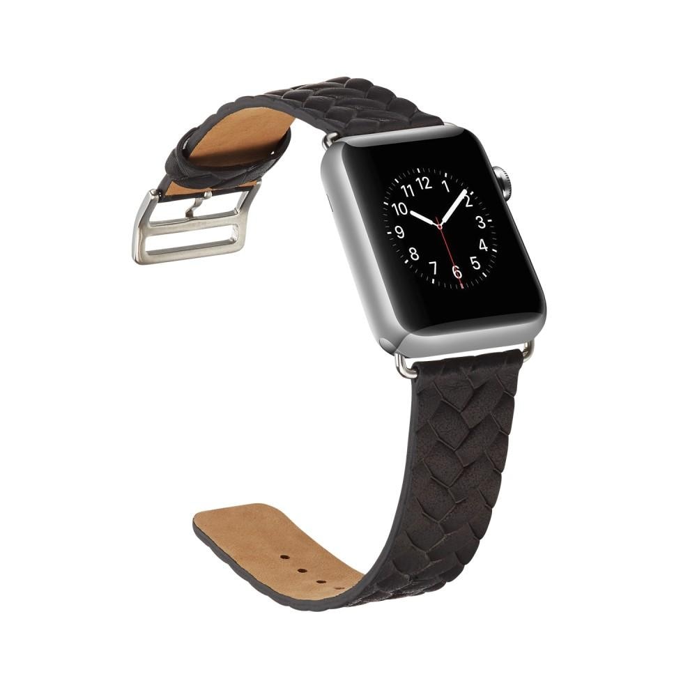 Woven Leather Band Apple Watch 45mm Series 7 marrón