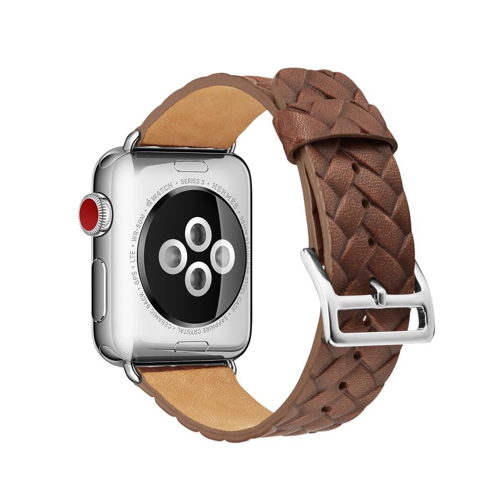 Woven Leather Band Apple Watch SE 44mm marrón