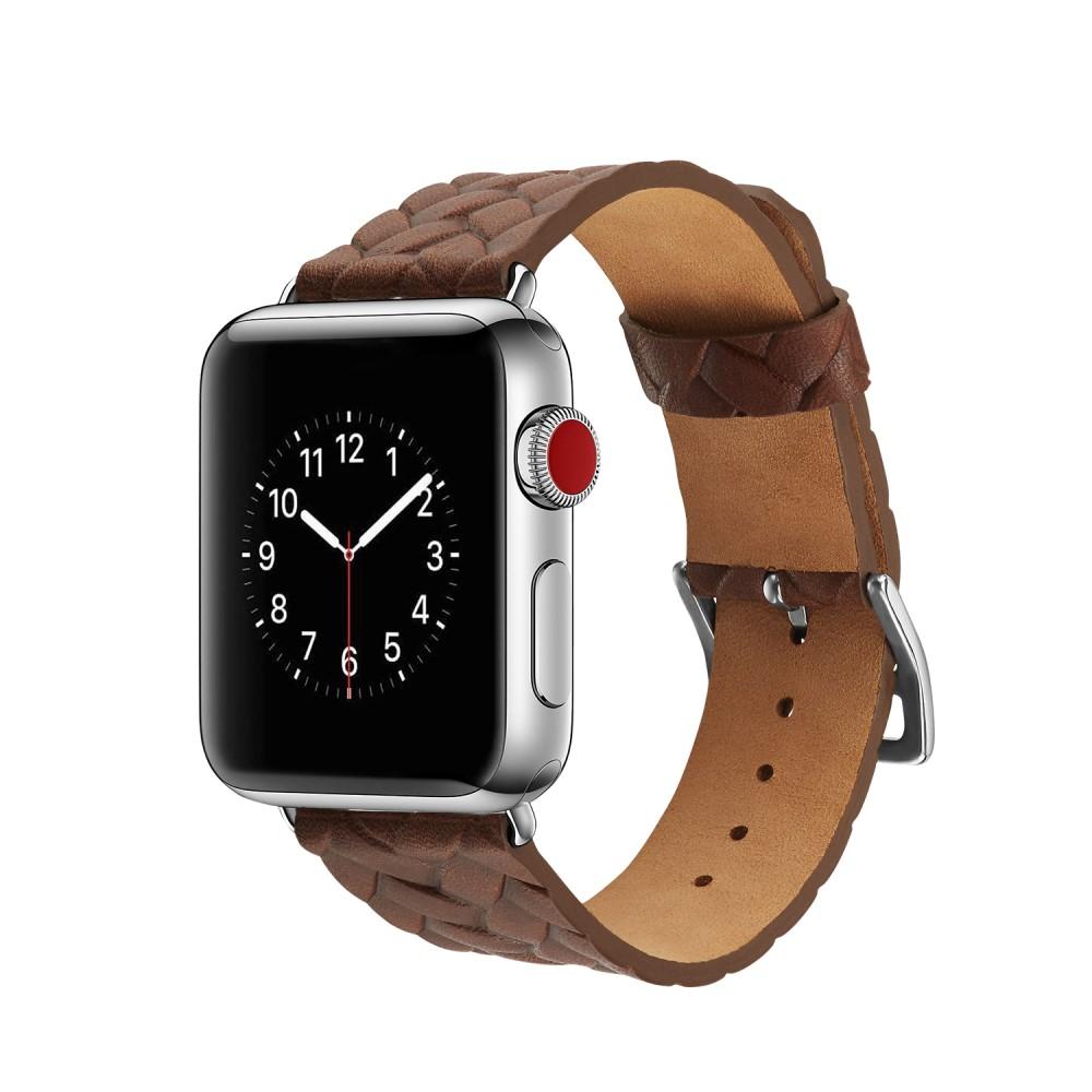 Woven Leather Band Apple Watch SE 44mm marrón