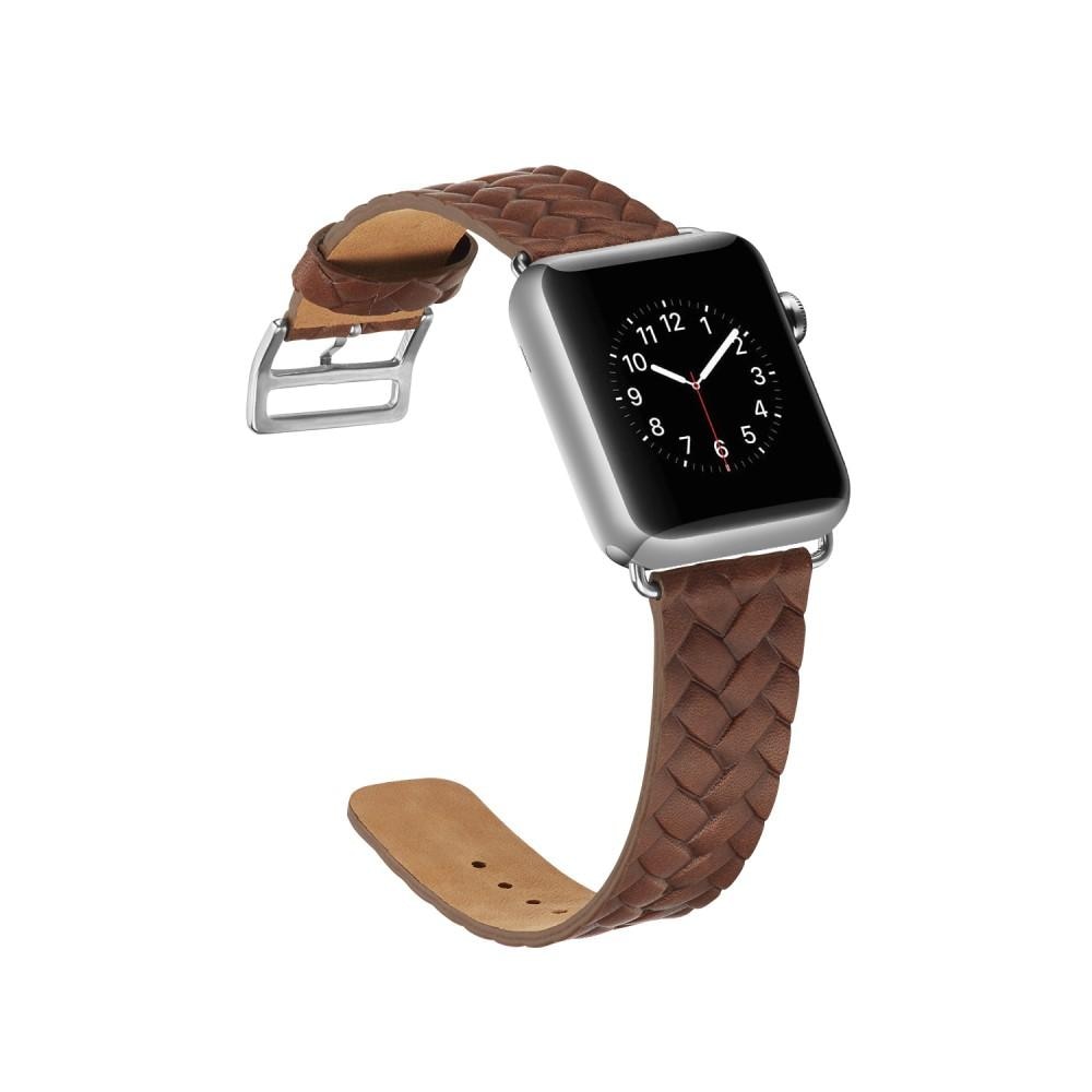 Woven Leather Band Apple Watch SE 44mm marrón