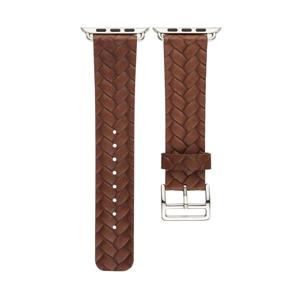 Woven Leather Band Apple Watch SE 44mm marrón